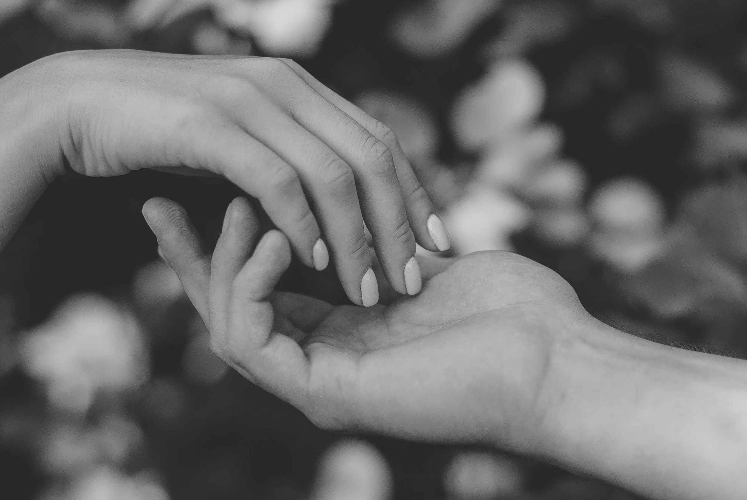 Hands reaching toward one another